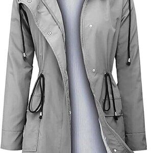 Waterproof Grey Raincoat with Hood